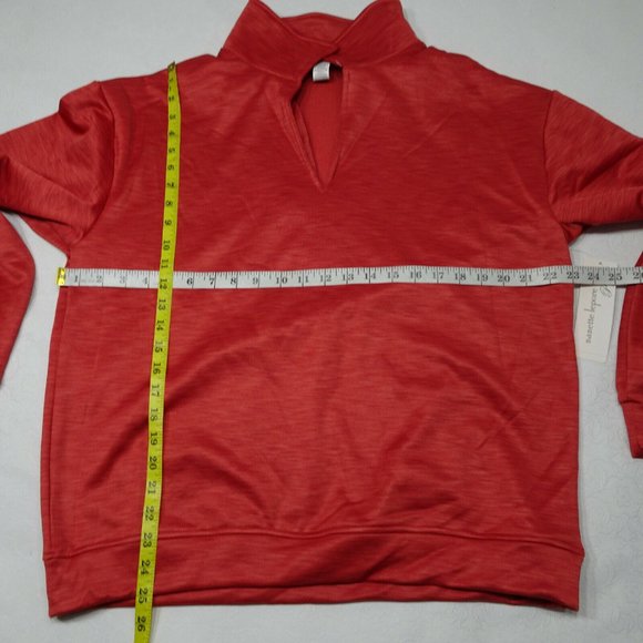 Nanette Lepore Play Size Large Cranberry Red Collared Pullover Athletic Sweater - Picture 2 of 7